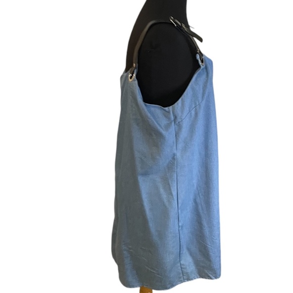 Mod‎ X Women's Leather Strap Mini Light Blue Dress, Size Large - Picture 4 of 8
